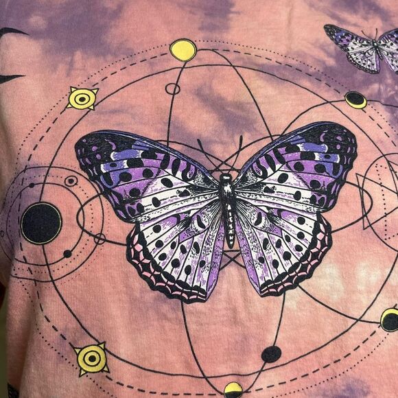Chemistry Pink and Purple Butterfly Graphic T-Shirt Size Small - Picture 3 of 3